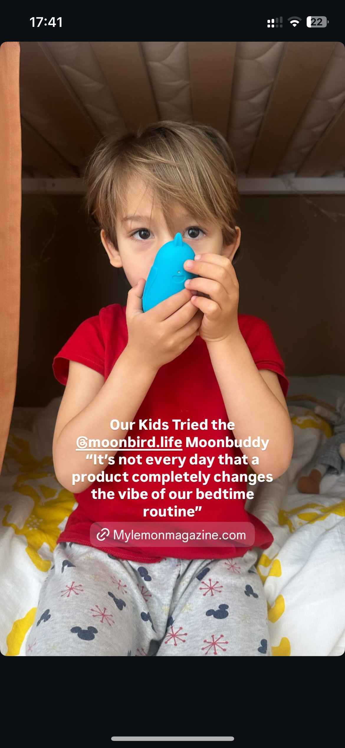 Child holding moonbuddy for anxiety relief